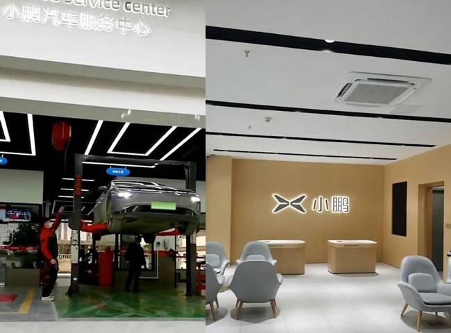 小鹏车辆在店内接受维保