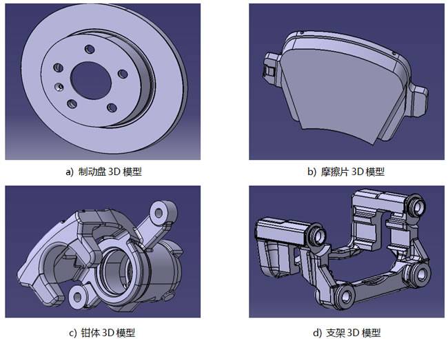 △图5 制动器各零件3D模型